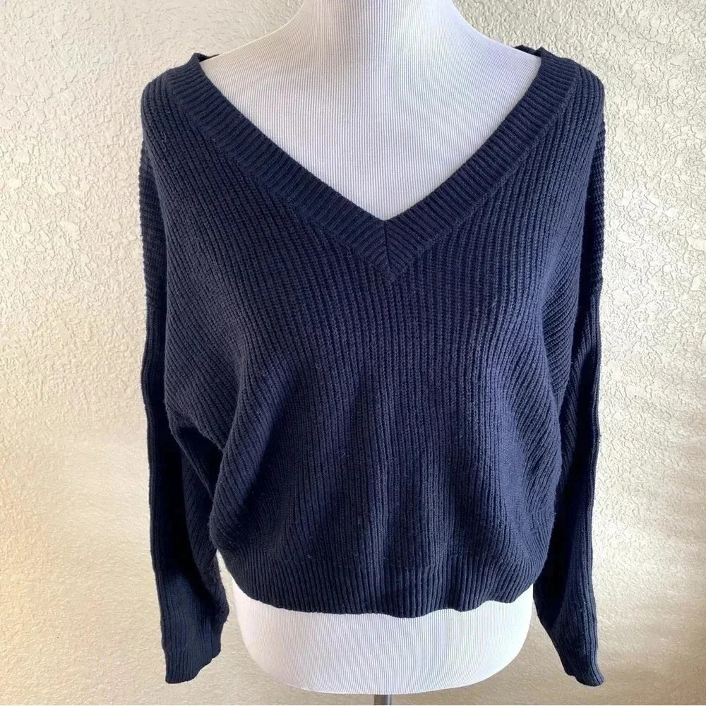 Topshop Cashmere Sweater Shrug Shoulder Chunky Knit Orange Stripe: Size 10